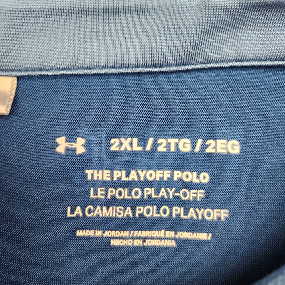 Under Armour Mens Playoff Polo Shirt 2XL Blue Mint Green Colorblock Golf Sport - Picture 2 of 5